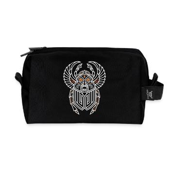 Egyptian Scarab Wing Divine Totem - Recycled Toiletry Zip Bag - black - Front