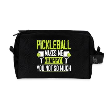 Pickleball macht mich glücklich - Recycelte Kulturtasche - Schwarz - Vorne