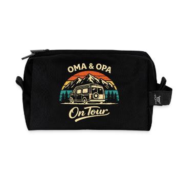 Oma & Opa On Tour Camping Shirt Wohnmobil - Recycelte Kulturtasche - Schwarz - Vorne