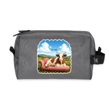 Not Today – Relaxed Cow on Sofa - Recycled Toiletry Zip Bag - anthracite - Front