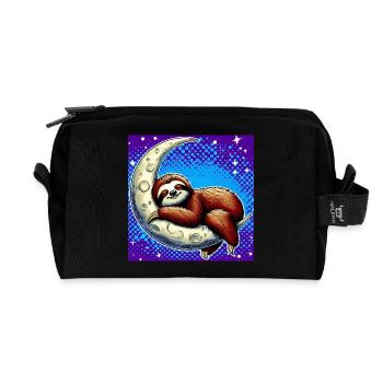 La paresse dort sur la Lune - Trousse de toilette en tissu recyclé - noir - Devant