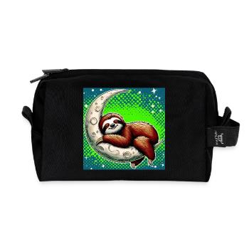La paresse dort sur la Lune - Trousse de toilette en tissu recyclé - noir - Devant