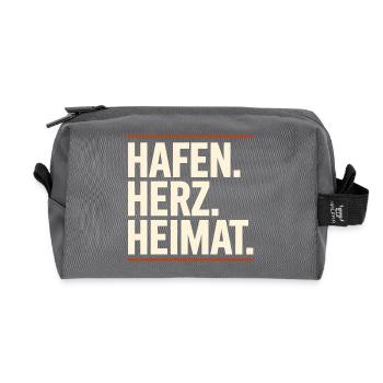  Hafen Herz Heimat Maritim Nordsee Ostsee Küste - Recycelte Kulturtasche - Anthrazit - Vorne