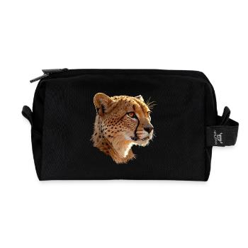 Leopardenkopf Kunstillustration - Recycelte Kulturtasche - Schwarz - Vorne