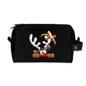 Lustiges Rentier-Cartoon-Peeking Weihnachts-Meme - Recycelte Kulturtasche - Schwarz - Vorne