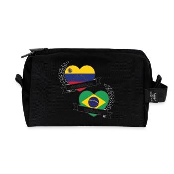 Drapeaux coeur brésilien vénézuélien  - Trousse de toilette en tissu recyclé - noir - Devant