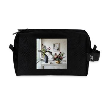 Geometrische Blüten Vasen - Modern Art - Recycelte Kulturtasche - Schwarz - Vorne