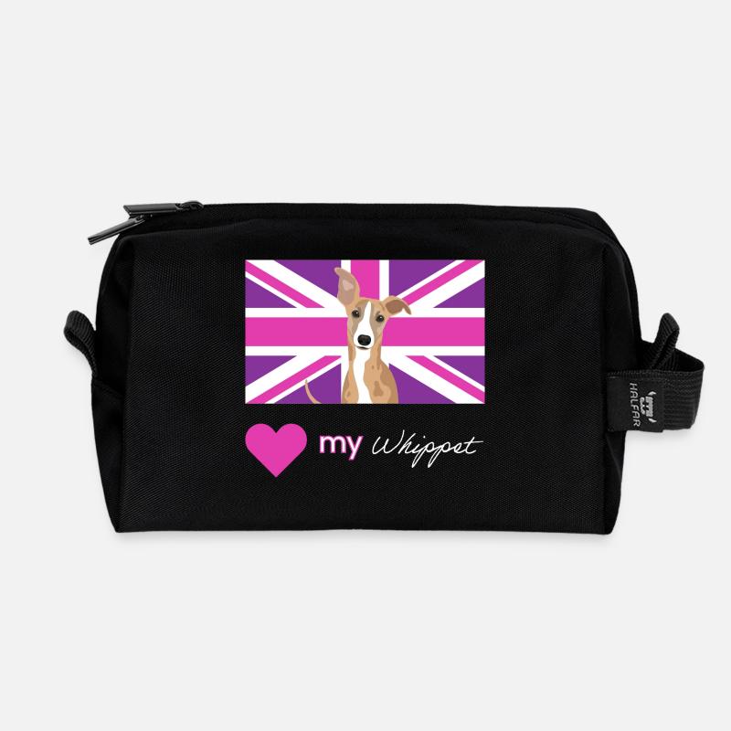 PURPLEWHIPPET (White) - Recycled Toiletry Zip Bag - black