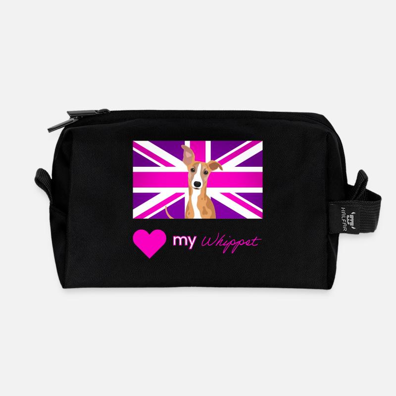 PURPLEWHIPPET (Rosa Text, Lebendig) - Recycelte Kulturtasche - Schwarz