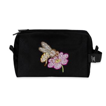 Zentangle Bee - Recycled Toiletry Zip Bag - black - Front