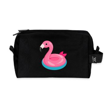 Flamingo Pool Float - Recycled Toiletry Zip Bag - black - Front