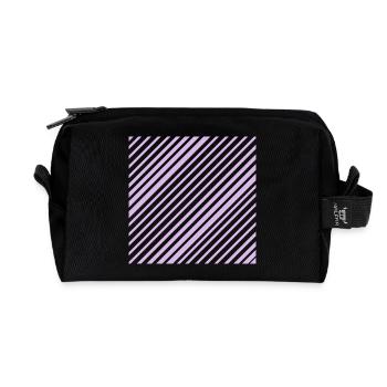 Grafische Linien mit diagonalen Streifen L-lila - Recycelte Kulturtasche - Schwarz - Vorne