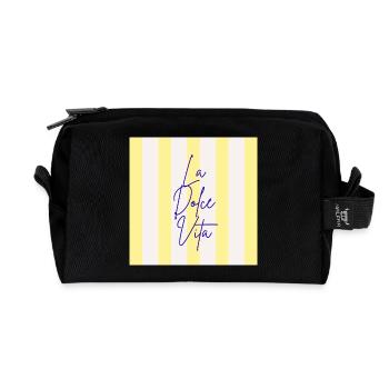 Minimalistisches LA DOLCE VITA Grafik-T-Design - Recycelte Kulturtasche - Schwarz - Vorne