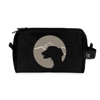 Arabian Greyhound - Saluki Silhouette in a Circle - Recycled Toiletry Zip Bag - black - Front