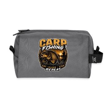 Carp Fishing – Eat Sleep Fish Repeat Design - Recycled Toiletry Zip Bag - anthracite - Front