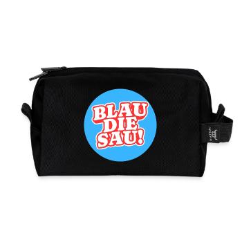 Blau Die Sau Logo - Recycelte Kulturtasche - Schwarz - Vorne