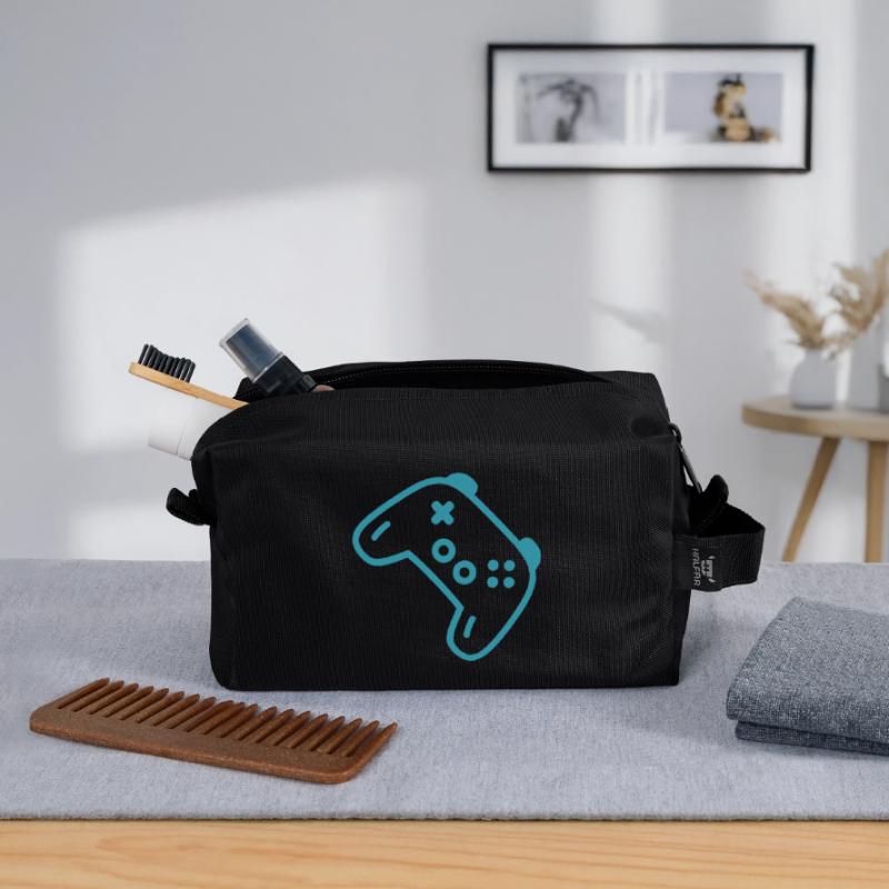 Turquoise controller silhouette Recycled Toiletry Zip Bag