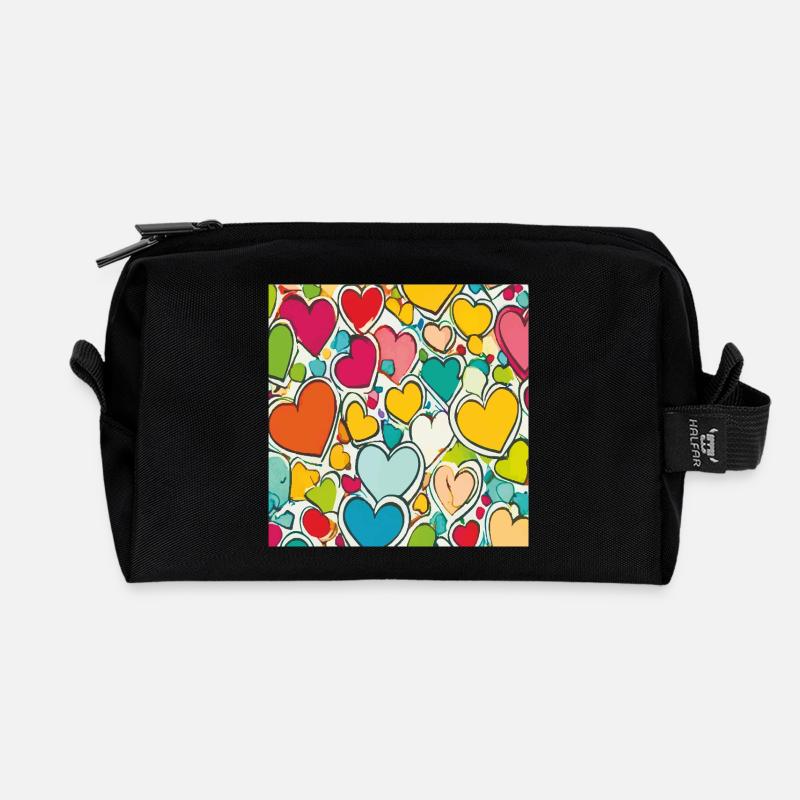 Herz als Aquarell - Recycelte Kulturtasche - Schwarz