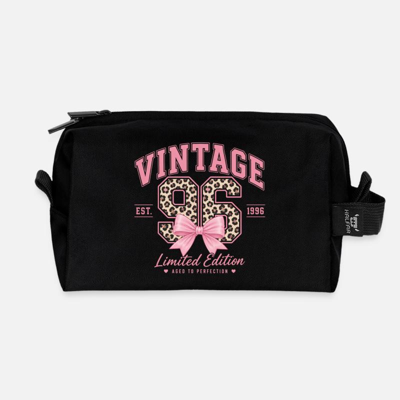 Vintage Leopard 96 Pink Limited - Recycled Toiletry Zip Bag - black
