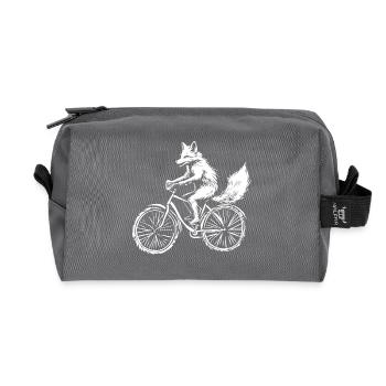 Le renard cycliste drôle - Trousse de toilette en tissu recyclé - anthracite - Devant