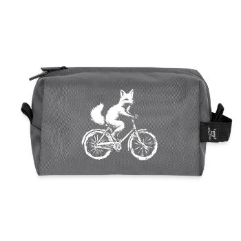 Le renard cycliste drôle - Trousse de toilette en tissu recyclé - anthracite - Devant