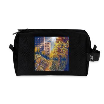 Autumn route between city and park - Recycled Toiletry Zip Bag - black - Front