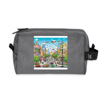 La ville haute en couleur du futur - Trousse de toilette en tissu recyclé - anthracite - Devant