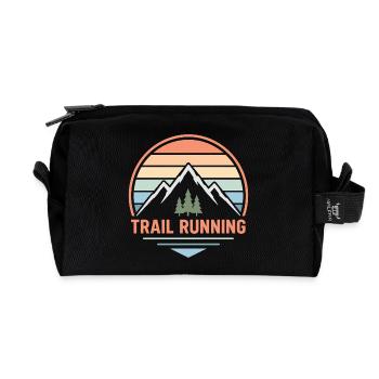 Sanftes Retro-Trailrunning-Design mit pastellfarbenem Sonnenuntergang - Recycelte Kulturtasche - Schwarz - Vorne