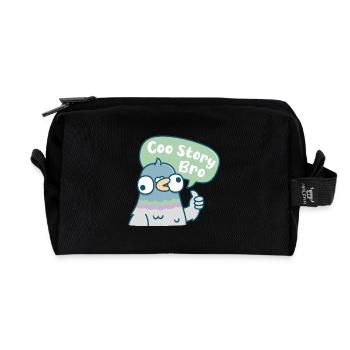 Cute Derpy Pigeon Coo Story Bro Funny Pun - Recycled Toiletry Zip Bag - black - Front