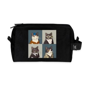 Rebel Chic Tuxedo Cat Quartet - Recycled Toiletry Zip Bag - black - Front