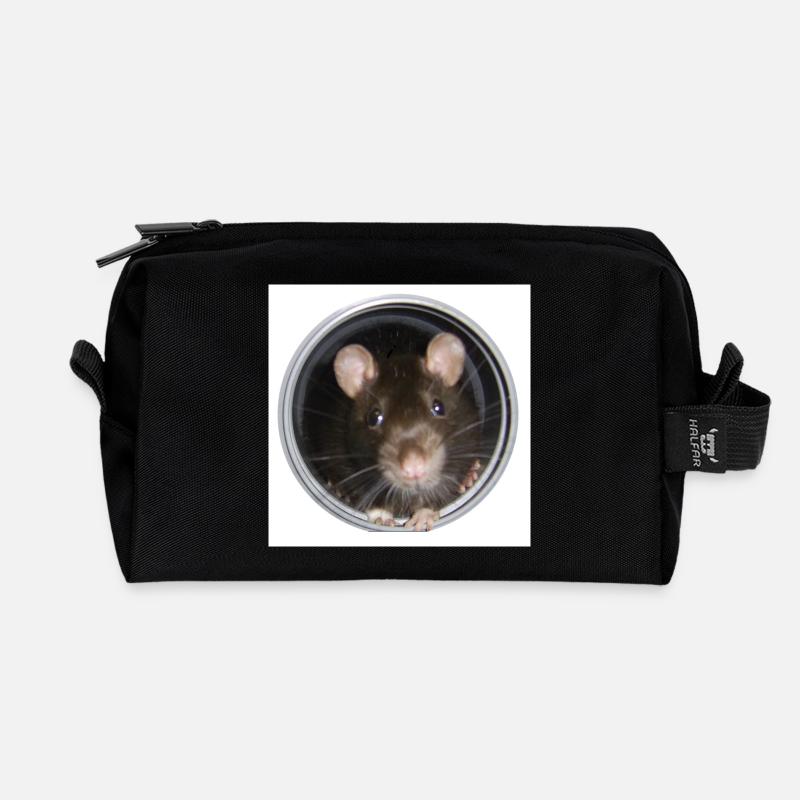 Ratte im Rohr vorn - Recycelte Kulturtasche - Schwarz