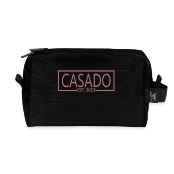 2023 Fête de mariage du marié de fiançailles - Trousse de toilette en tissu recyclé - noir - Devant