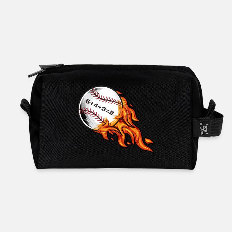 Baseball 6432 Double Play 6+4+3=2 Softball Mathematik - Recycelte Kulturtasche - Schwarz