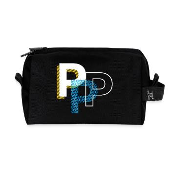 Initial letter P - Recycled Toiletry Zip Bag - black - Front