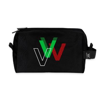 Letter V - Recycled Toiletry Zip Bag - black - Front