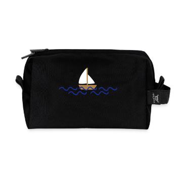 Schiff mit Wellen - Recycelte Kulturtasche - Schwarz - Vorne