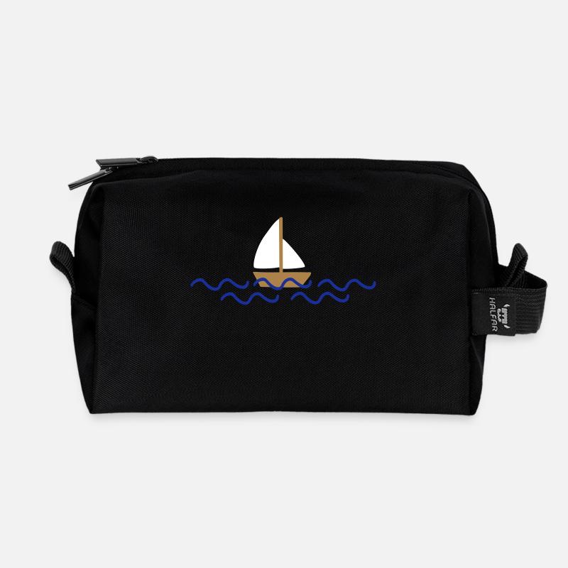 Schiff mit Wellen - Recycelte Kulturtasche - Schwarz