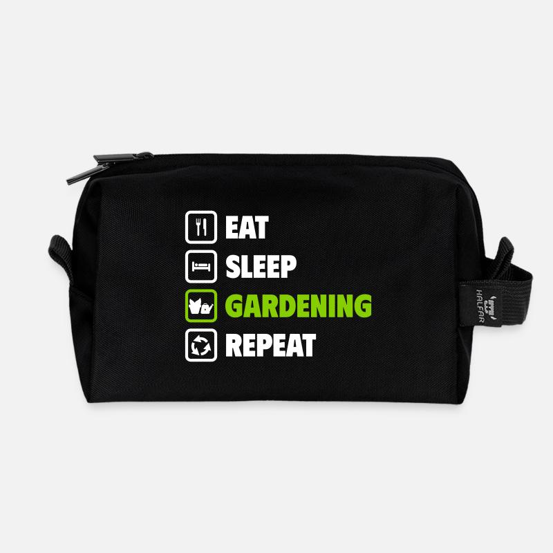 Eat, sleep, garden, repeat! - Recycled Toiletry Zip Bag - black