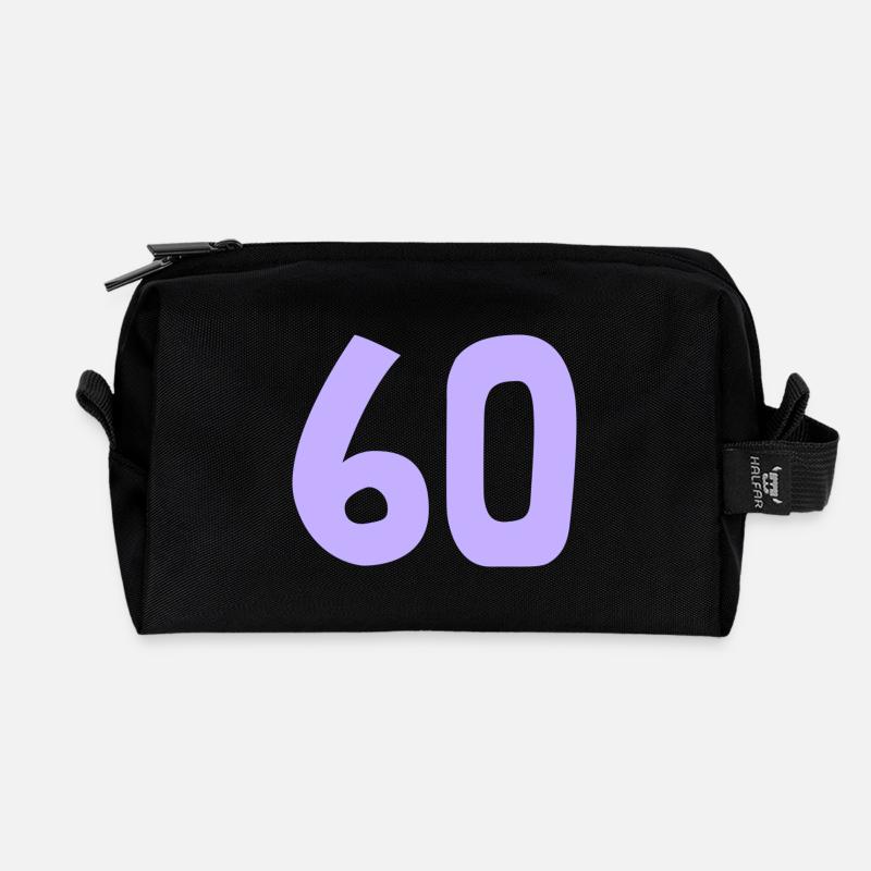 60. 60 ANS. 60e ANNIVERSAIRE. ANNIVERSAIRE 60 ANS. - Trousse de toilette en tissu recyclé - noir