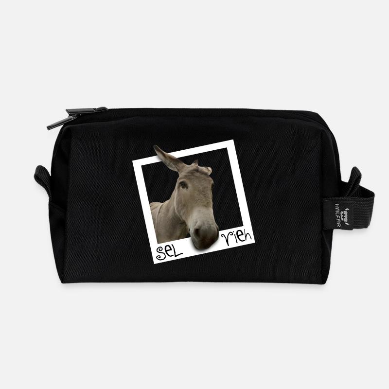 Selfie - Sel Vieh - Recycelte Kulturtasche - Schwarz