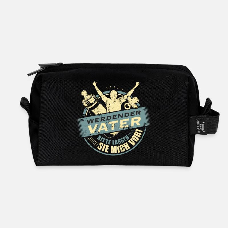 Family Design werdender Vater Farbset 3 - Recycelte Kulturtasche - Schwarz