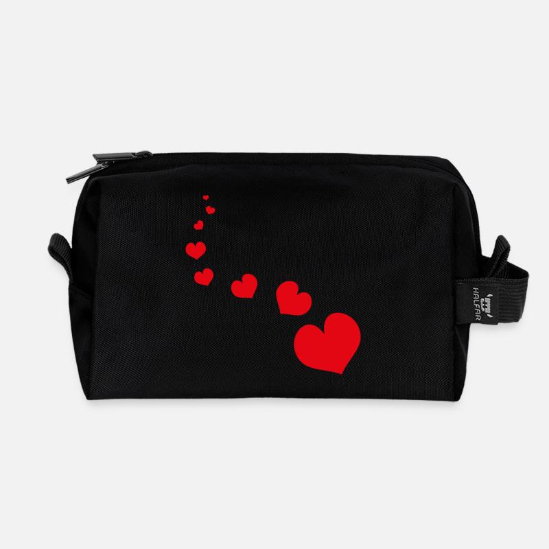 Rotes Herz - Recycelte Kulturtasche - Schwarz