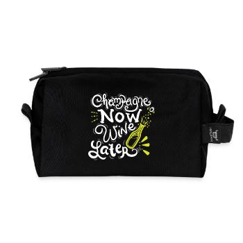 NEW YEAR EVE now Wine later - Recycled Toiletry Zip Bag - black - Front