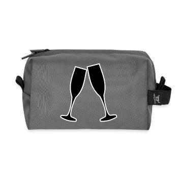 Sparkling wine toast party glasses - Recycled Toiletry Zip Bag - anthracite - Front