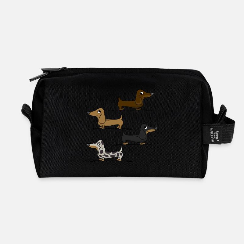 Dachshunds - Recycled Toiletry Zip Bag - black