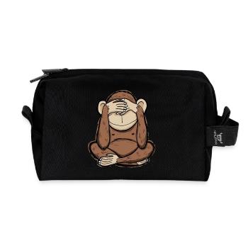 Mizaru - monkey sees no evil - Recycled Toiletry Zip Bag - black - Front