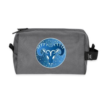 Astrological sign: ram - Recycled Toiletry Zip Bag - anthracite - Front