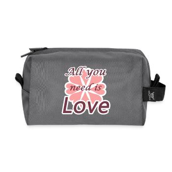 Tout ce dont tu as besoin c'est de l'amour - Trousse de toilette en tissu recyclé - anthracite - Devant