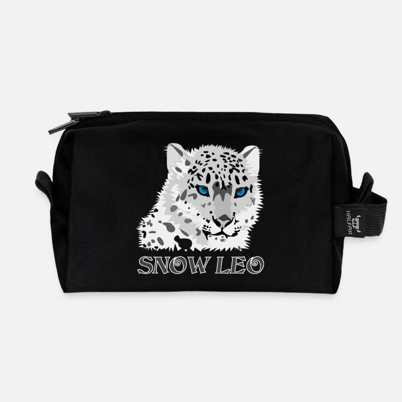Schnee Leopard Raubkatze - Recycelte Kulturtasche - Schwarz