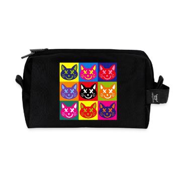 Chats (Pop Art) - Trousse de toilette en tissu recyclé - noir - Devant